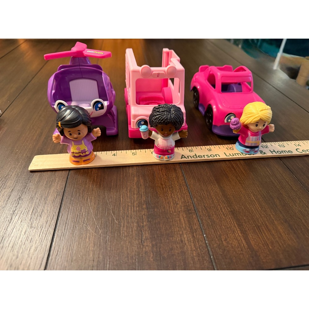 Fisher Price Little People Barbie Vehicle Lot Helicopter Ice Cream Truck Car 3pc - Picture 4 of 13
